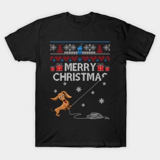 Merry Christmas Funny Naughty Dachshund T-Shirt